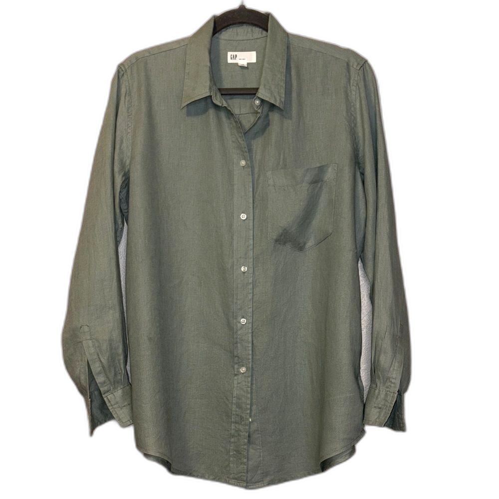 GAP men’s light green linen dress shirt Size M